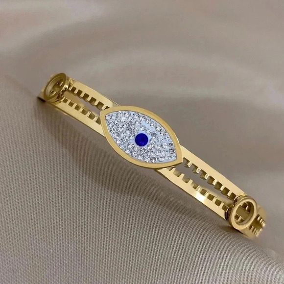 Evil Eye Stainless Steel Bracelet Bangle - Picture 4 of 5